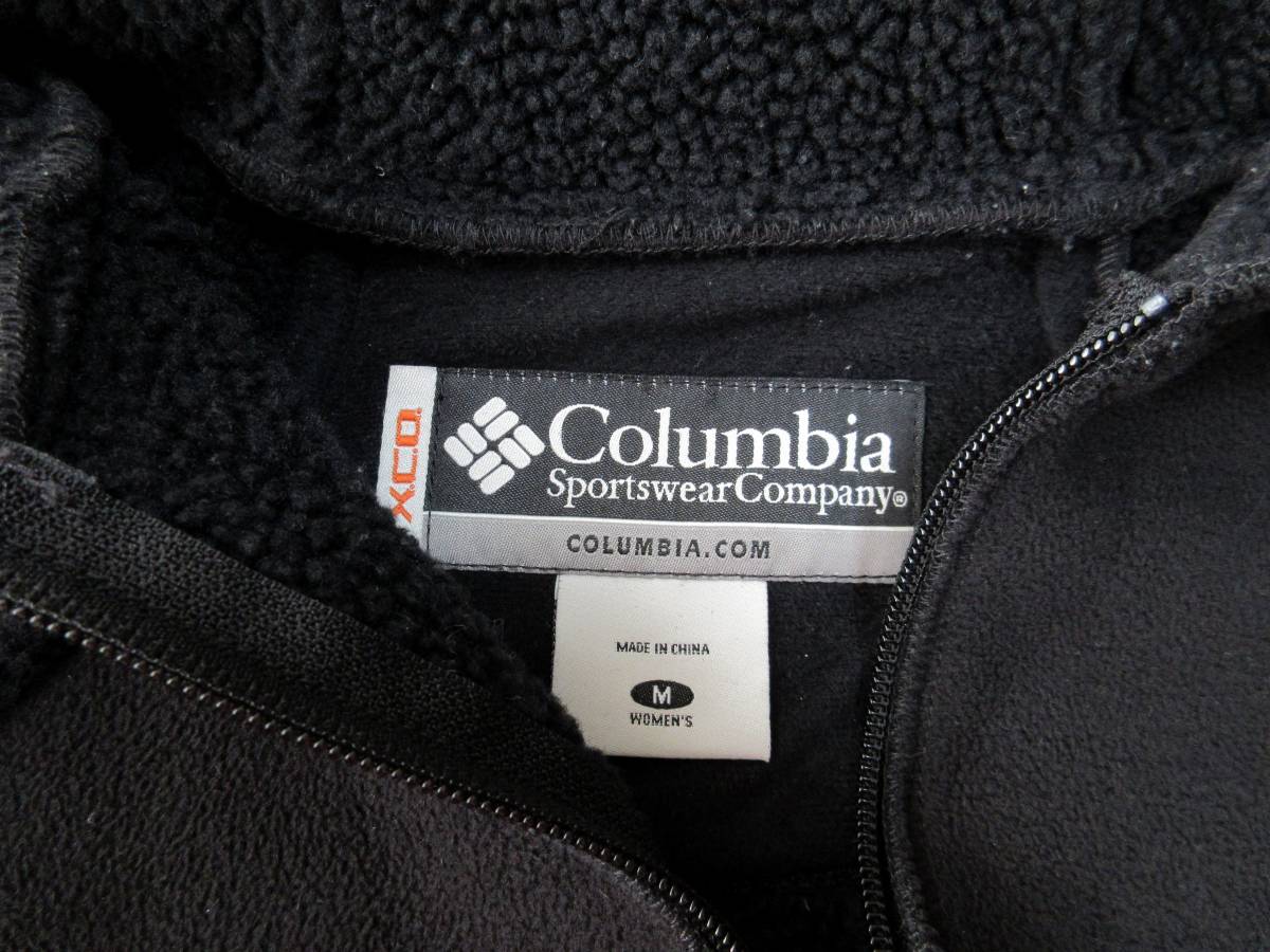 Columbia コロンビア ボアジャケット フリースジャケット レディース Mサイズ 黒 ブラック フード付きコート ダブルジップ_画像4