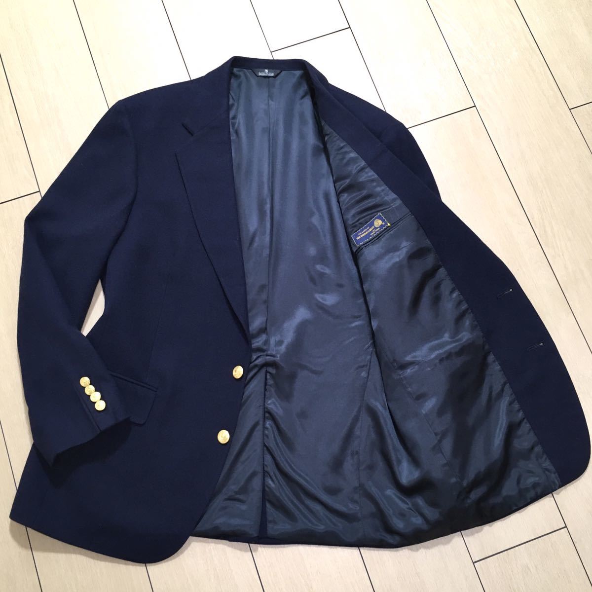 極美品★大きいサイズ ラルフローレン 紺ブレザー Ralph Lauren ネイビー テーラード ジャケット 金釦 メンズ 秋冬 3L位 A144_画像1