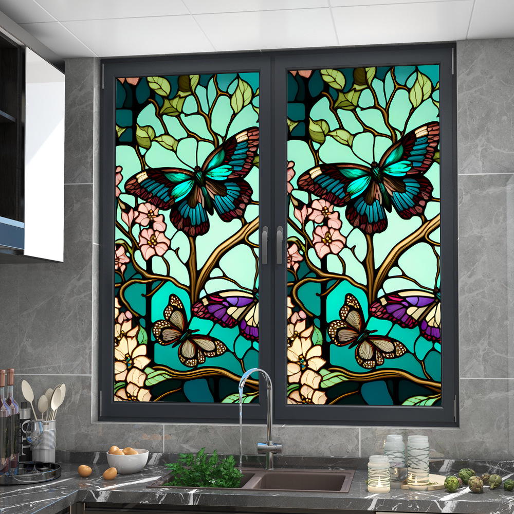  bargain * glass eyes .. seat interior window seal DIY abrasion glass equipment ornament stained glass stylish butterfly [45cm×100cm]