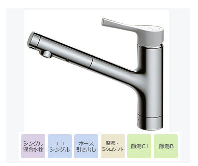 TOTO GGシリーズ キッチン用シングル混合水栓 台付1穴/ハンドシャワー/吐水切換/白樹脂ハンドル TKS05306J
