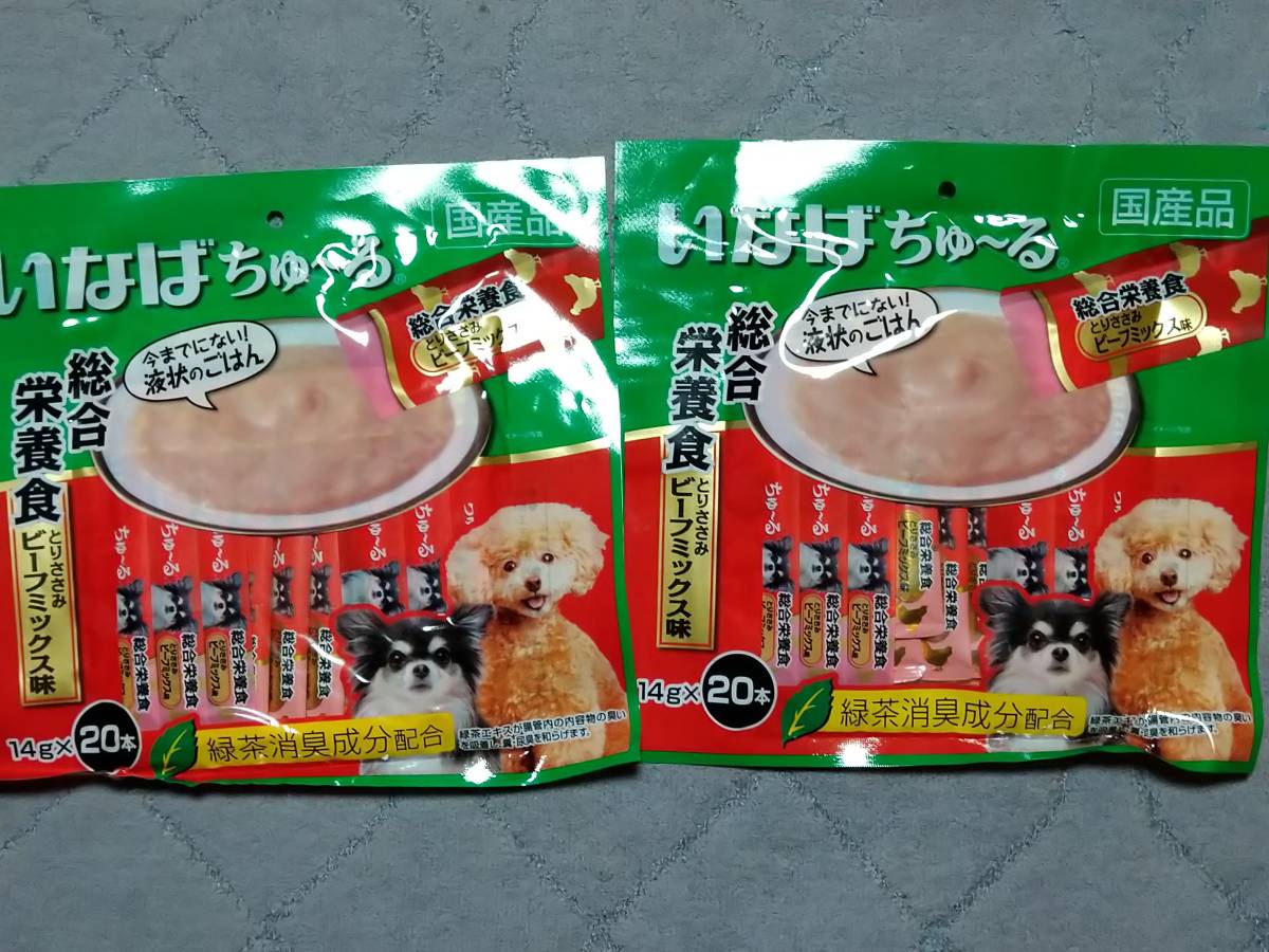 犬用 いなば ちゅーる 総合栄養食 とりささみビーフミックス味 14g×40本 賞味期限2025年2月_画像1