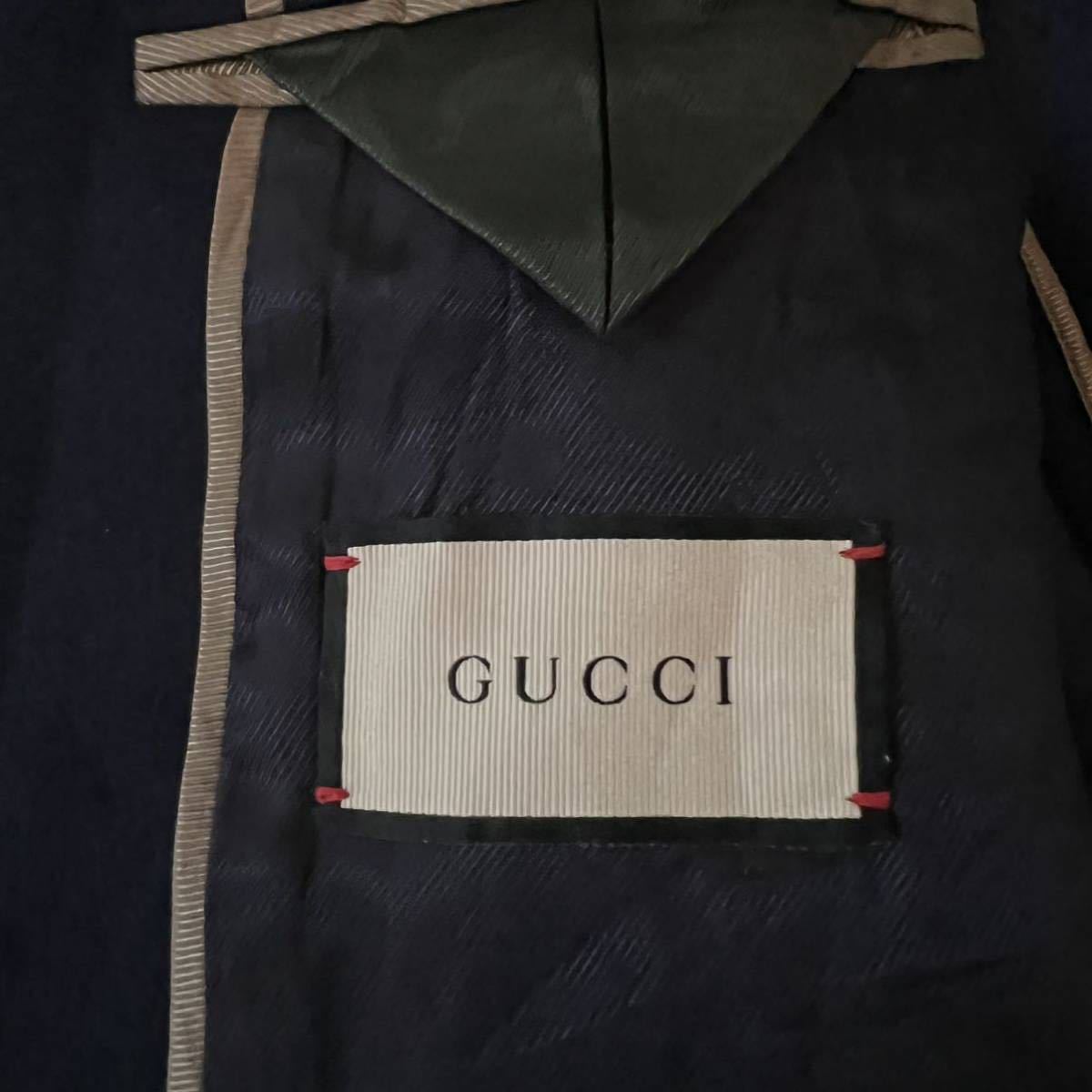 極美品 GUCCI ピーコート 52 XL相当 紙タグ付 現行タグ2020AW メンズ ダブル ジャケット ブルゾン ネイビー ビジネス 通勤 通学 グッチ_画像8