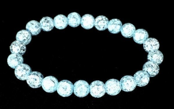 【Premio Fortuna】水晶ブレスレット 珍しいアイスブルーのクラッシュアイスブレスレット 8ミリ珠　内径約16.5センチ 0166■■_画像4