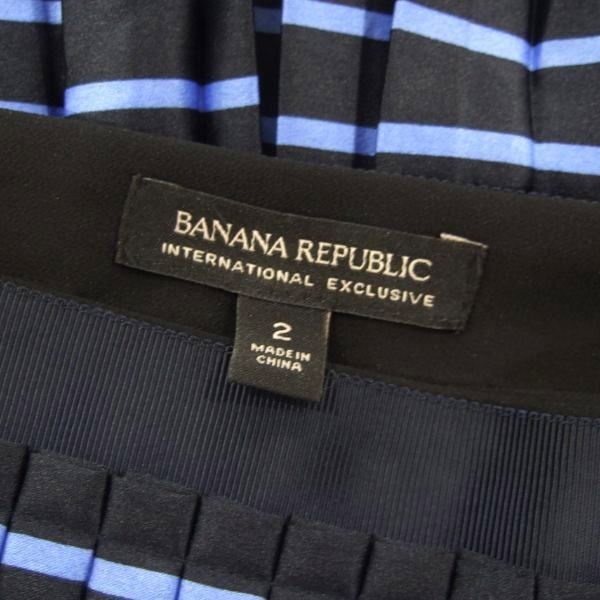 美品/バナナリパブリック BANANA REPUBLIC プリーツスカート 表記 2号 9号 相当 ブラック ブルー レディース 春 夏 ボトムス 薄手 ボーダー_画像5