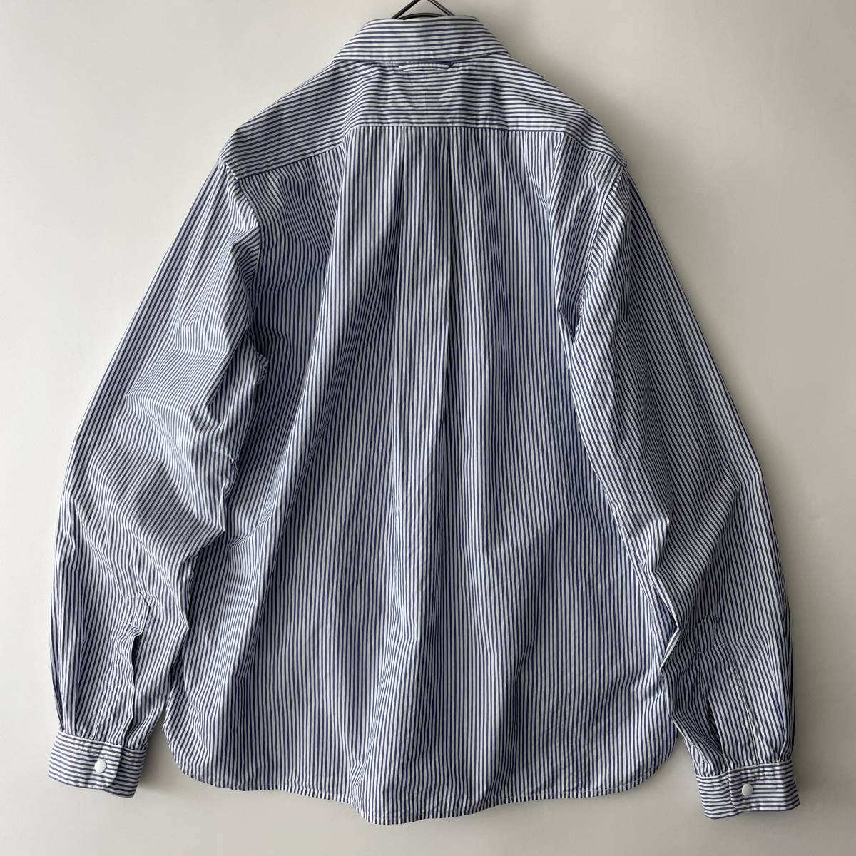 YAECA -COMFORT SHIRT- size/S (i) ヤエカ コンフォートシャツ 長袖 ストライプ ブルー ホワイト コットン 日本製 JAPAN_画像2