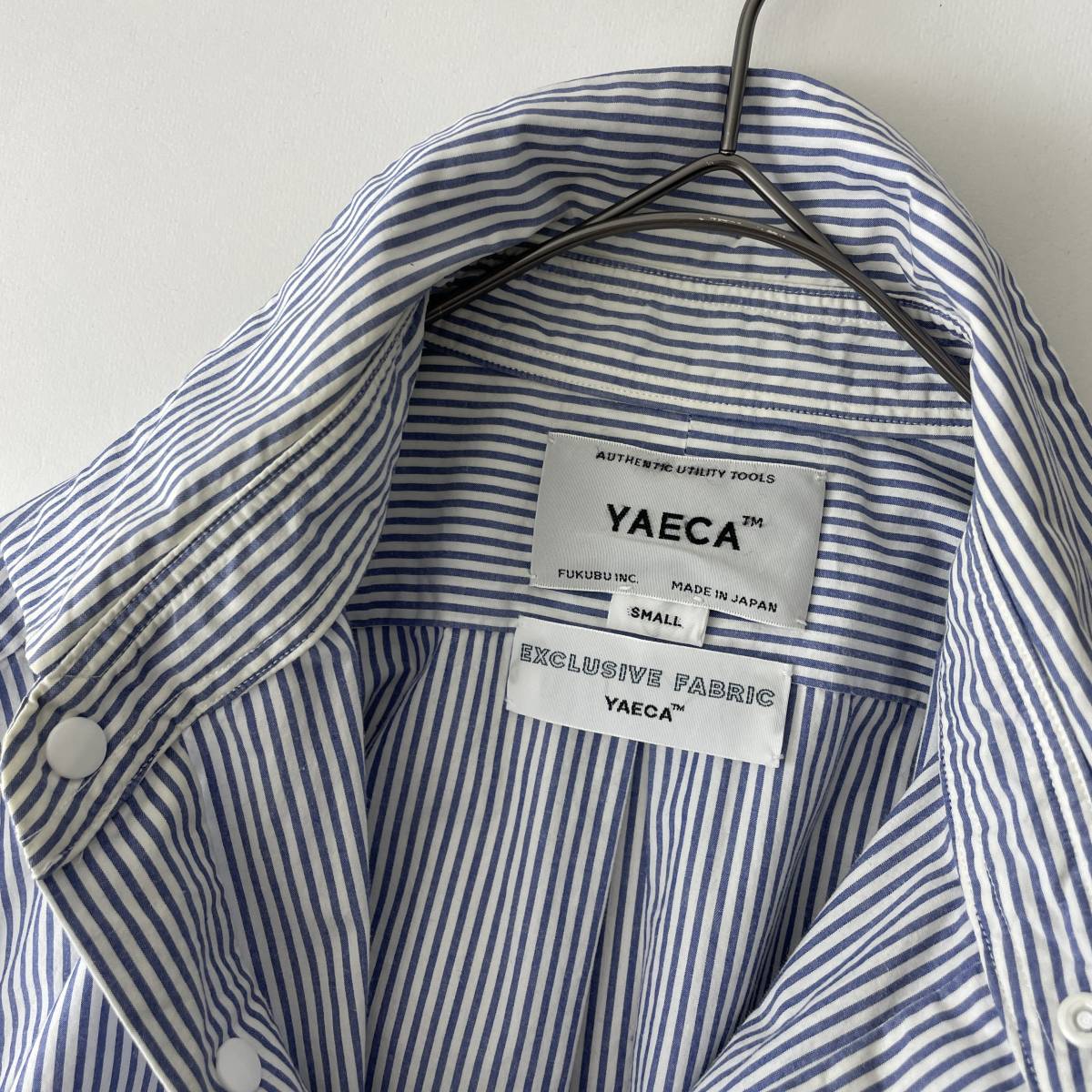 YAECA -COMFORT SHIRT- size/S (i) ヤエカ コンフォートシャツ 長袖 ストライプ ブルー ホワイト コットン 日本製 JAPAN_画像4