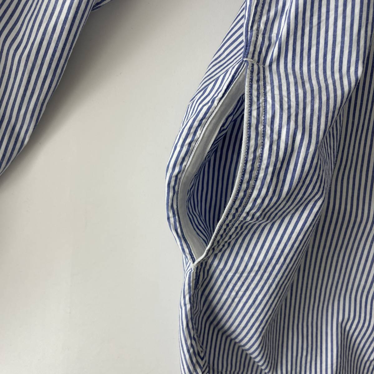 YAECA -COMFORT SHIRT- size/S (i) ヤエカ コンフォートシャツ 長袖 ストライプ ブルー ホワイト コットン 日本製 JAPAN_画像5
