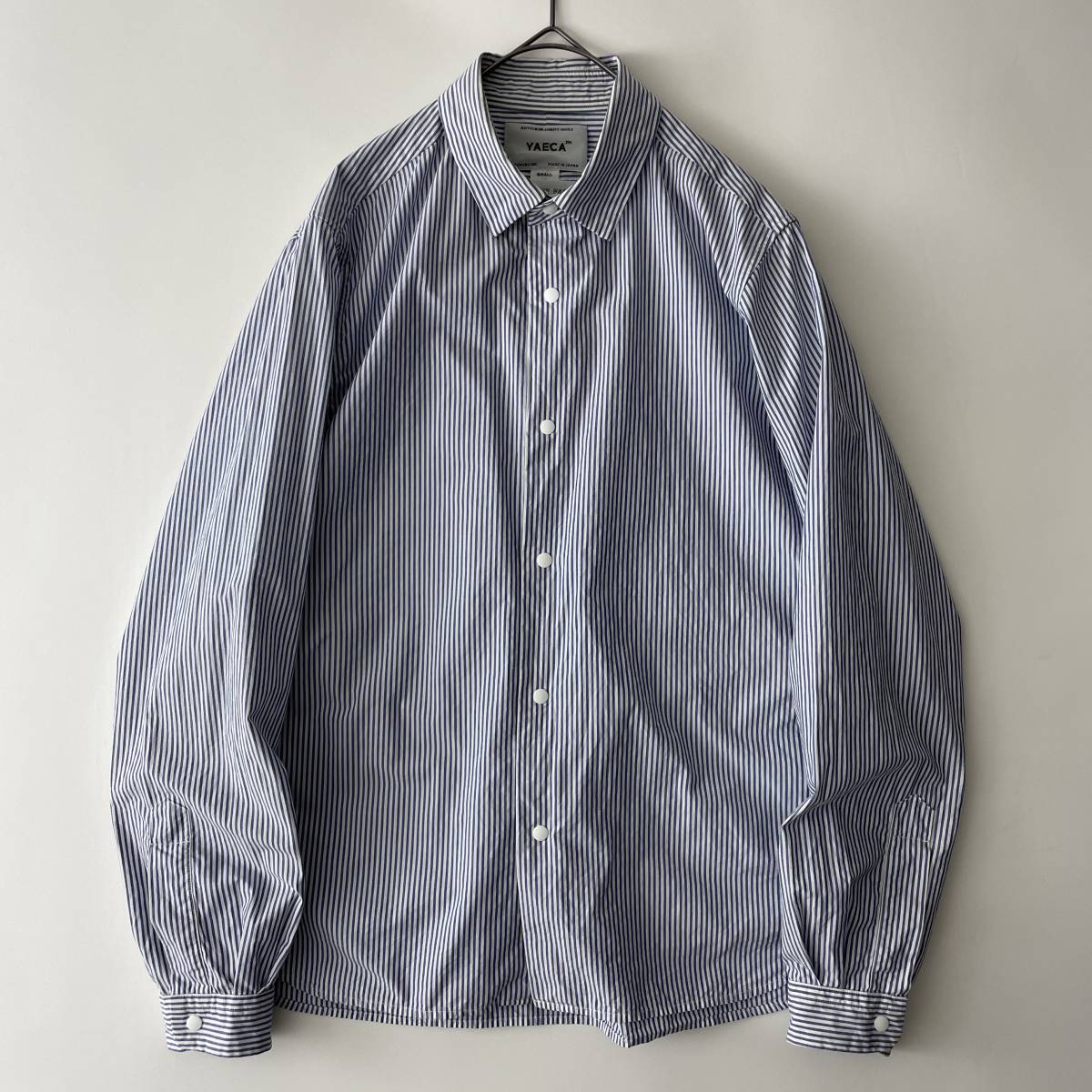 YAECA -COMFORT SHIRT- size/S (i) ヤエカ コンフォートシャツ 長袖 ストライプ ブルー ホワイト コットン 日本製 JAPAN_画像1