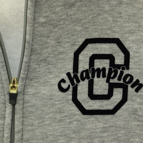 チャンピオン ロゴプリント 長袖 テックウィーブ スウェット ジップパーカー L グレー Champion ロゴ刺繍 裏起毛 レディース 231217_チャンピオン ロゴプリント 長袖 詳細4