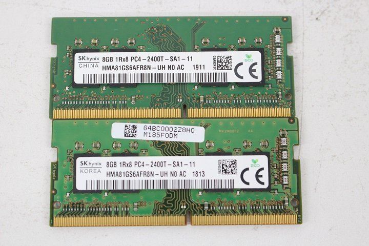 SKhynix HMA81GS6AFR8N ノート用 DDR4 PC4-2400T 8GB 2枚セット 計16GB