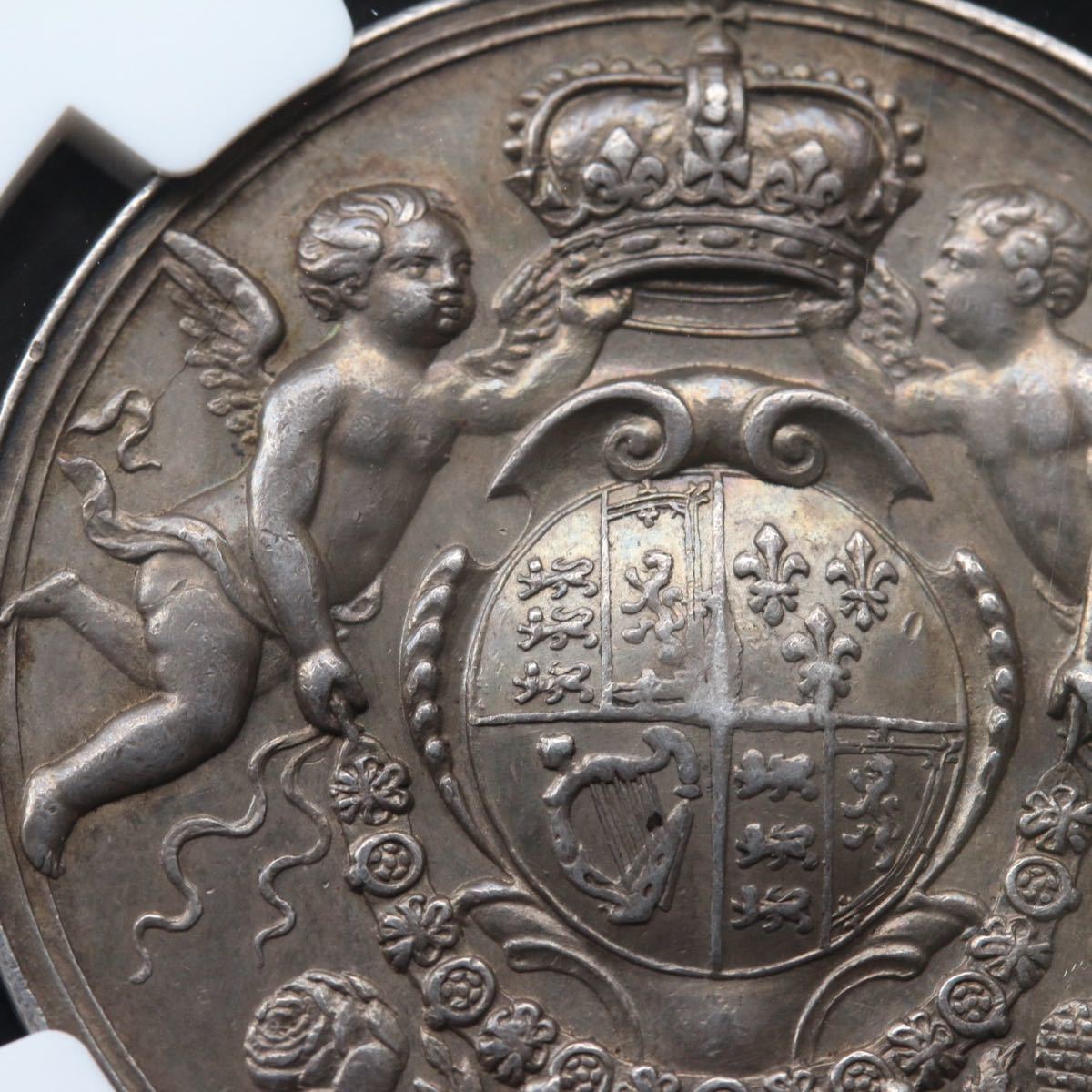 1707年【イングランド＆スコットランド 統合記念】アン女王　銀メダル　イギリス　NGC AU55　英国 アンティーク コイン 銀貨 シルバー_画像7