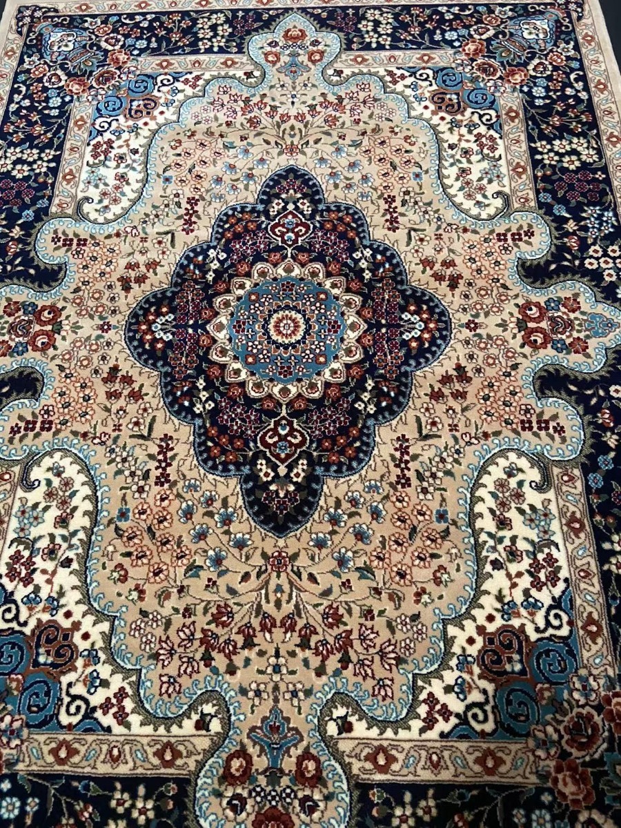 x-005 手織り ペルシャ絨毯　シルク 絨毯 ペルシャ　イラン産 クム産 ウ-ル100%_画像7