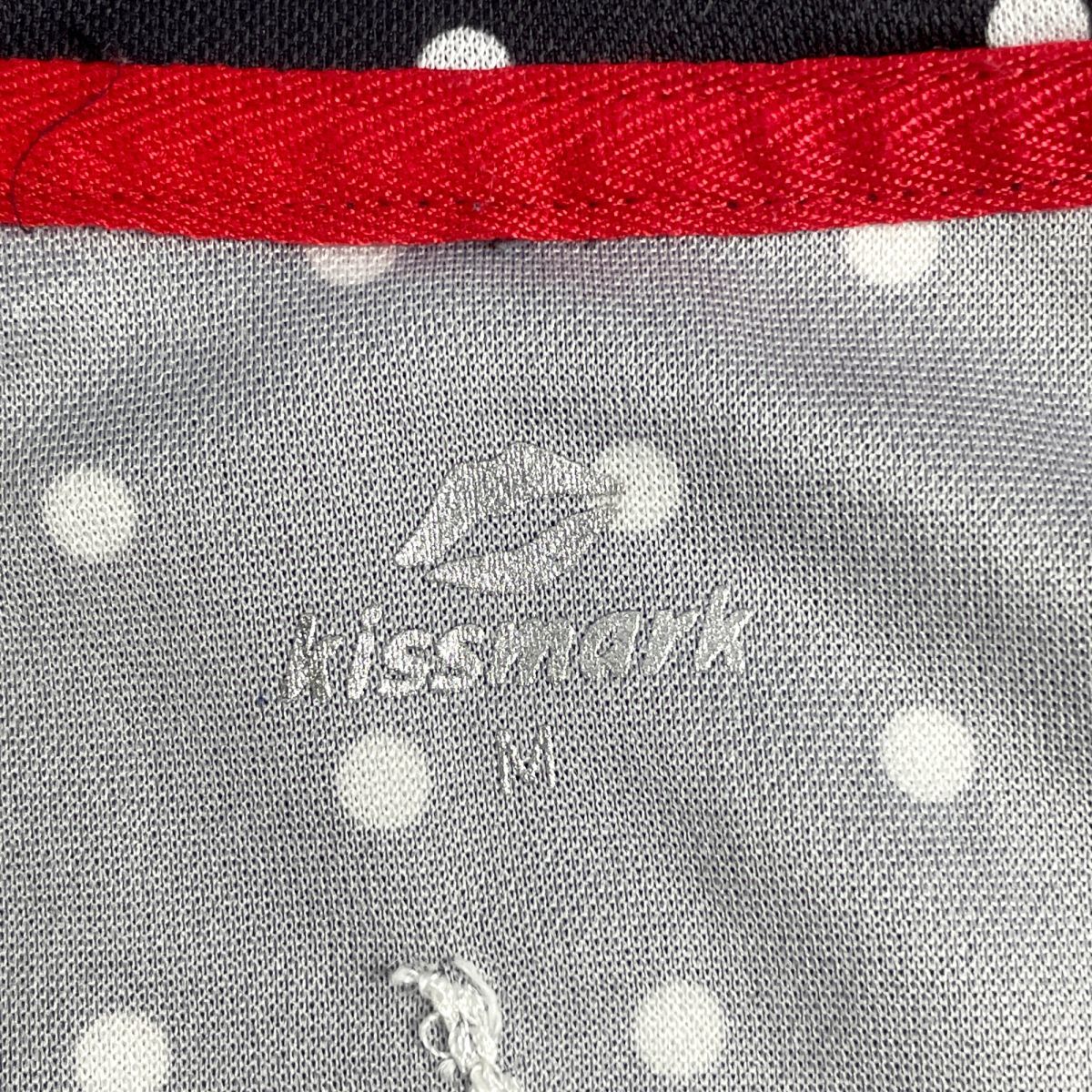 美品 kissmark キスマーク ゴルフウェア ドット柄 デザイン刺繍 ハーフジップ 半袖カットソー トップス レディース 黒 サイズM*KC140の画像5