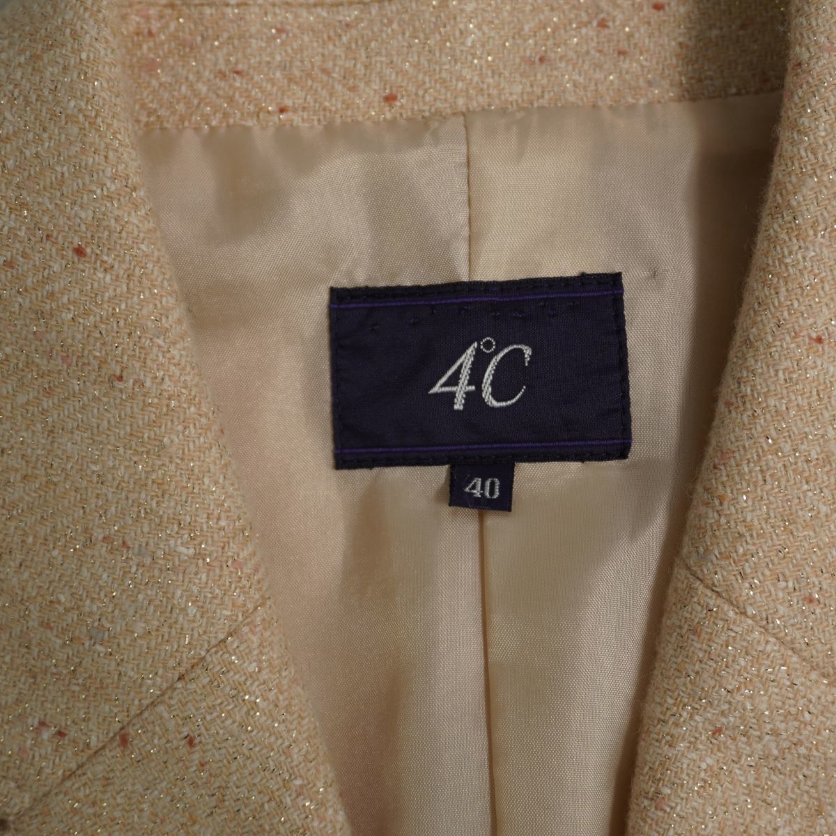  прекрасный товар 4*C выставить юбка костюм tailored jacket общий обратная сторона nep твид ламе колени длина подкладка есть бежевый размер 40*KC1433