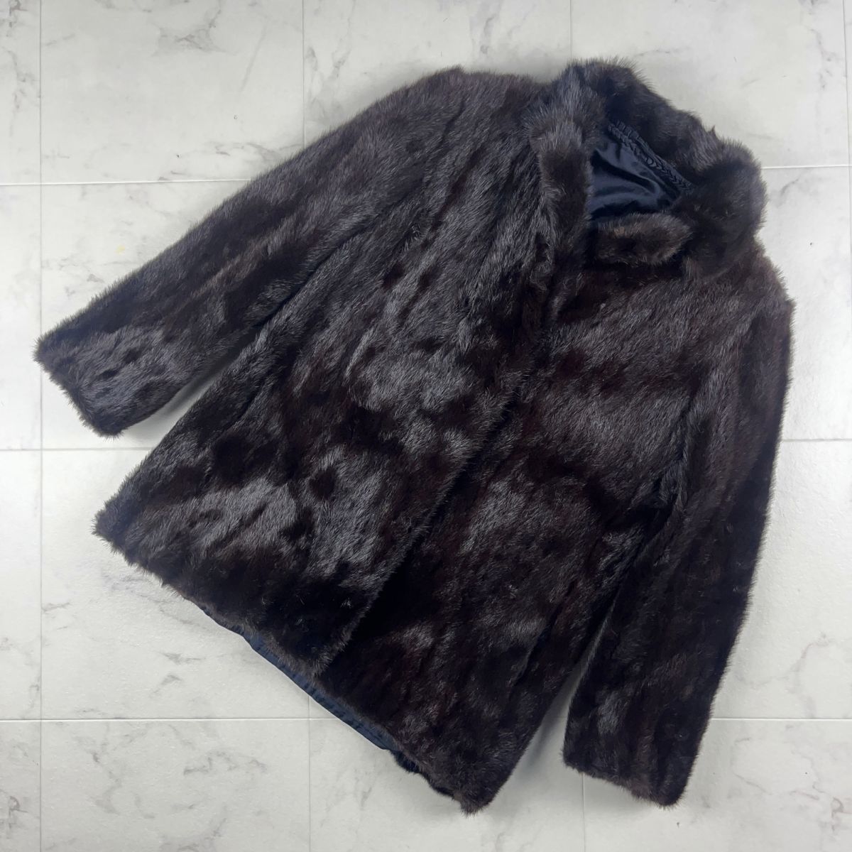 美品 毛皮コート ファーコート フロントホック レディース 冬物アウター 茶色 ブラウン サイズ13*KC209_画像1