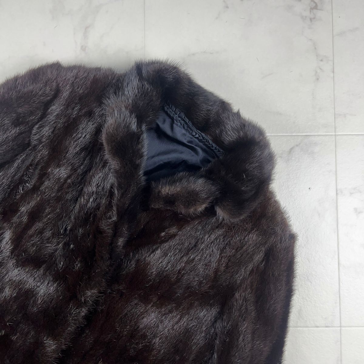 美品 毛皮コート ファーコート フロントホック レディース 冬物アウター 茶色 ブラウン サイズ13*KC209_画像2