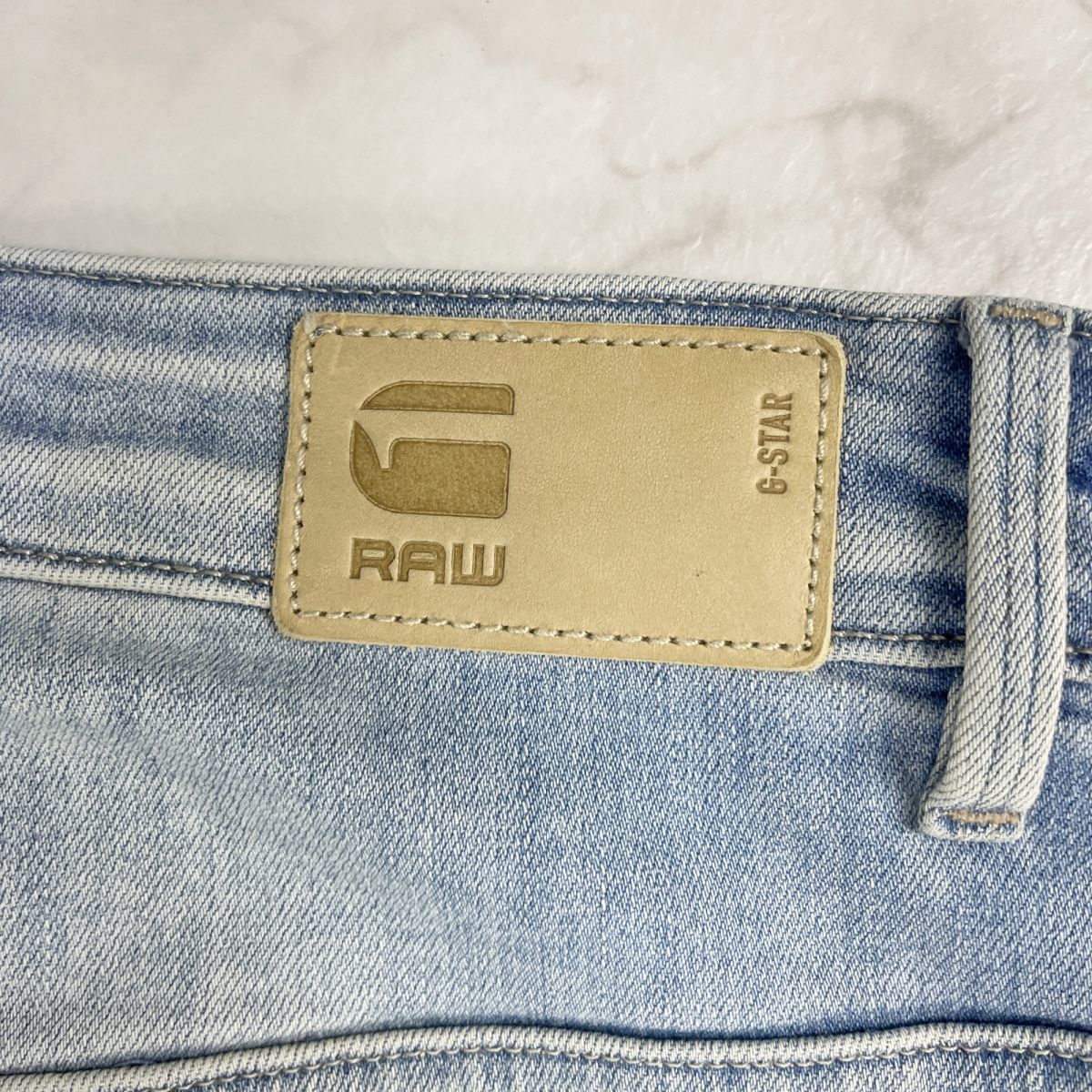 美品 G-STAR RAW ジースター・ロゥ エイジング加工 七分丈デニムパンツ ボトムス メンズ ライトブルー サイズW26L30*KC195_画像6