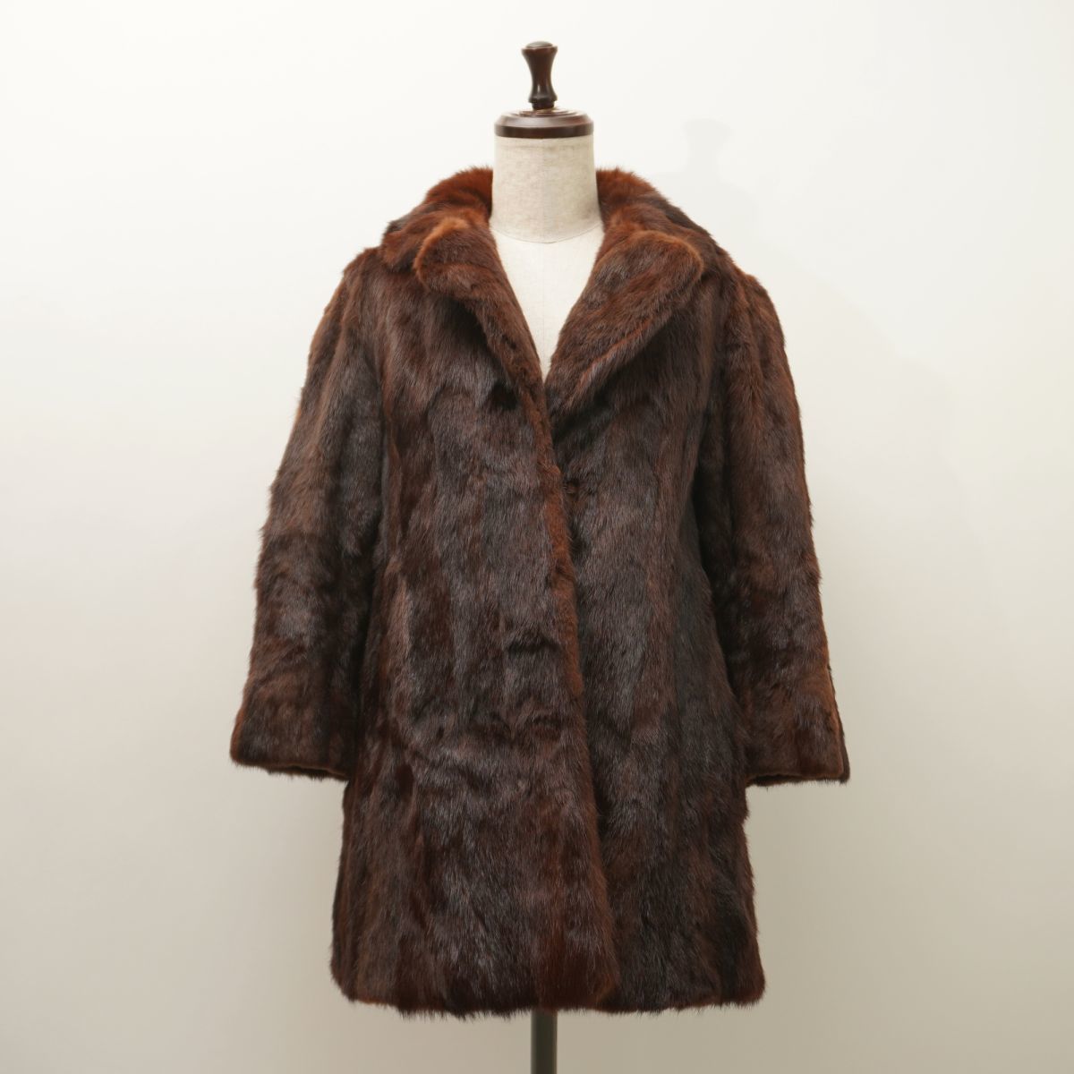 美品 毛皮コート ファーコート レディース 冬物アウター 茶色 ブラウン サイズSM*KC221