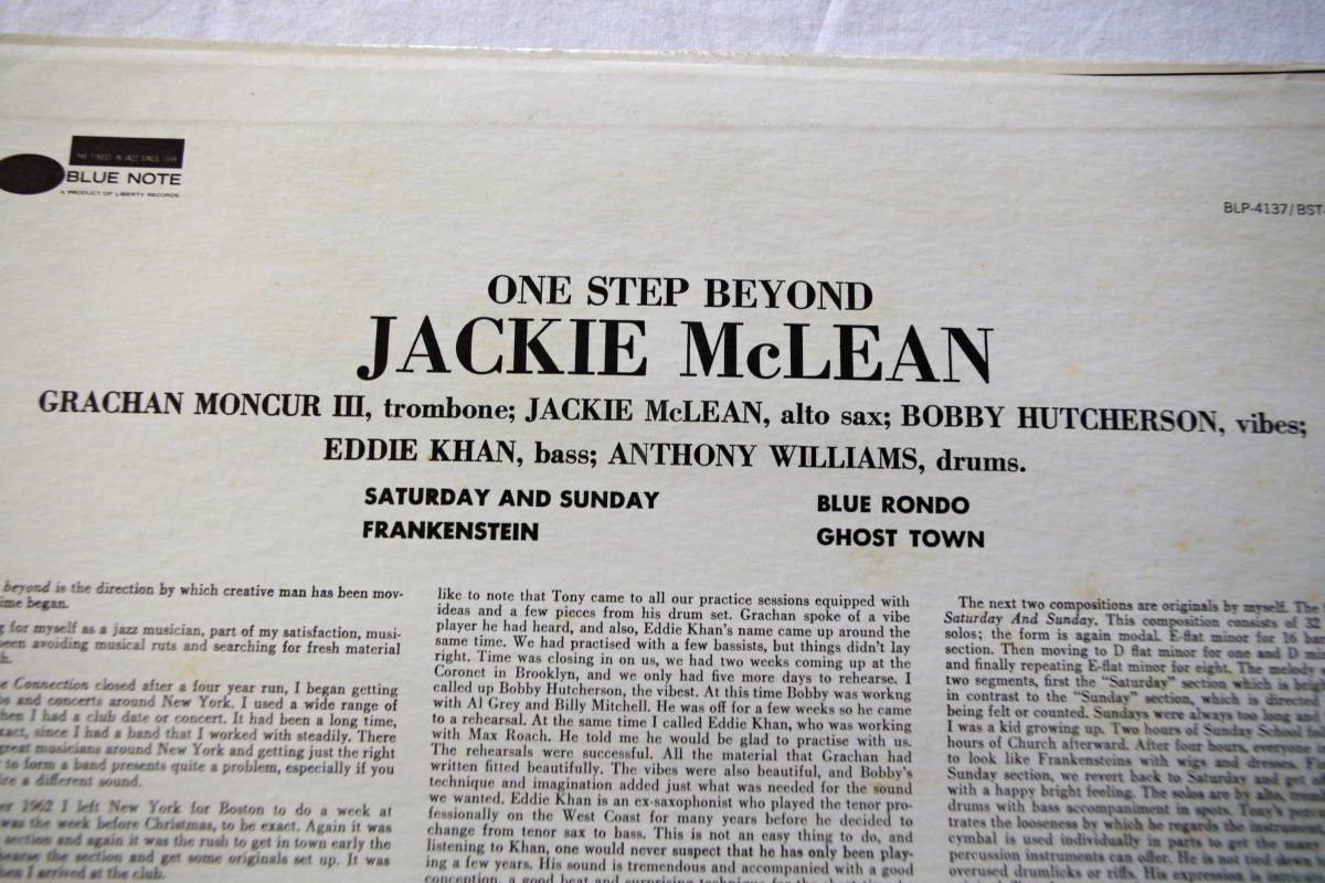 JACKIE MCLEAN《 ONE STEP BEYOND 》【 VAN GELDER 刻印 】【輸入盤】USA _画像5