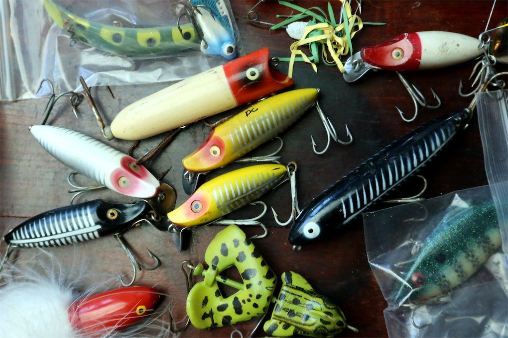 HEDDON 中心 ジャンク 部品取り USA オールドルアーセット / 道楽 ABU ZEAL ハトリーズ BALSA50 FENWICK UMCO世代の昭和レトロ釣人に_画像4