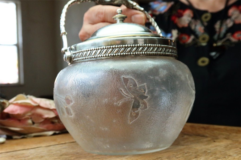 19世紀 BACCARAT バカラ LEGRAS ルグラ フランス アンティーク SILVER 純銀P アシッドグラス クリスタル 砂糖壺 キャンディー ボックス_画像6