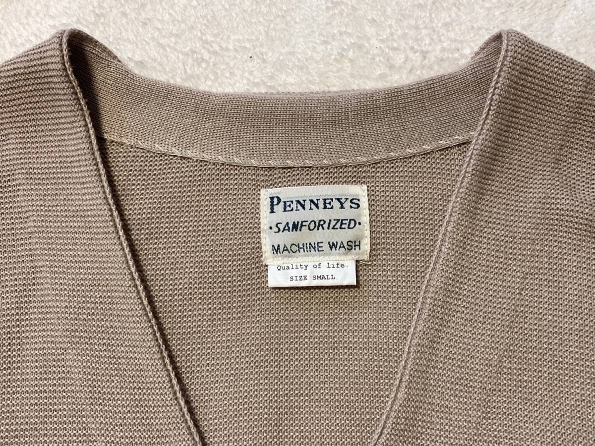 ●PENNEY’S ペニーズ ニットカーディガン FOX 復刻 ポリエステルニット ベージュ _画像7