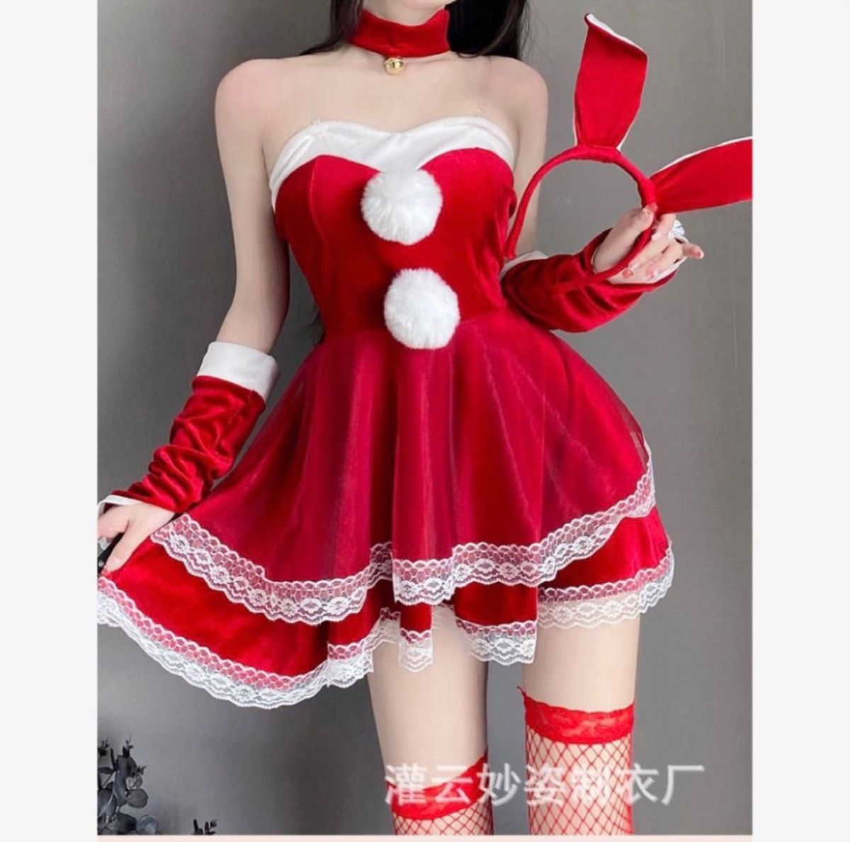 ② バニーガール　クリスマス サンタコスプレ ミニスカ ワンピース セクシー エロ可愛い 衣装 レディース 大人 女性 イベント