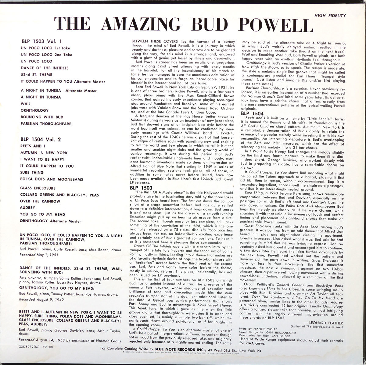 レコード　Bud Powell　The Amazing Bud Powell Vol.1 .2 .3 .5 +1　５枚_画像5