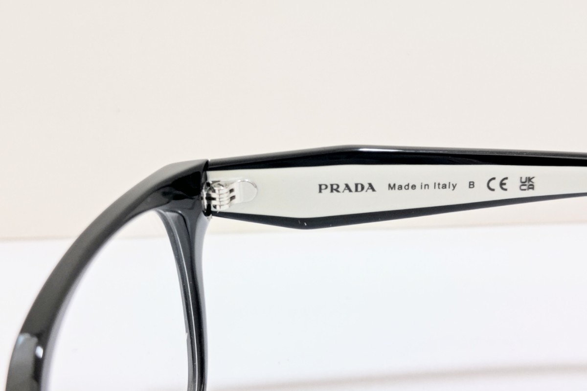 未使用 PRADA プラダ 眼鏡 メガネ VPR 17Z-F 1AB101 ウェリントン セルフレーム ブラック ホワイト _画像6
