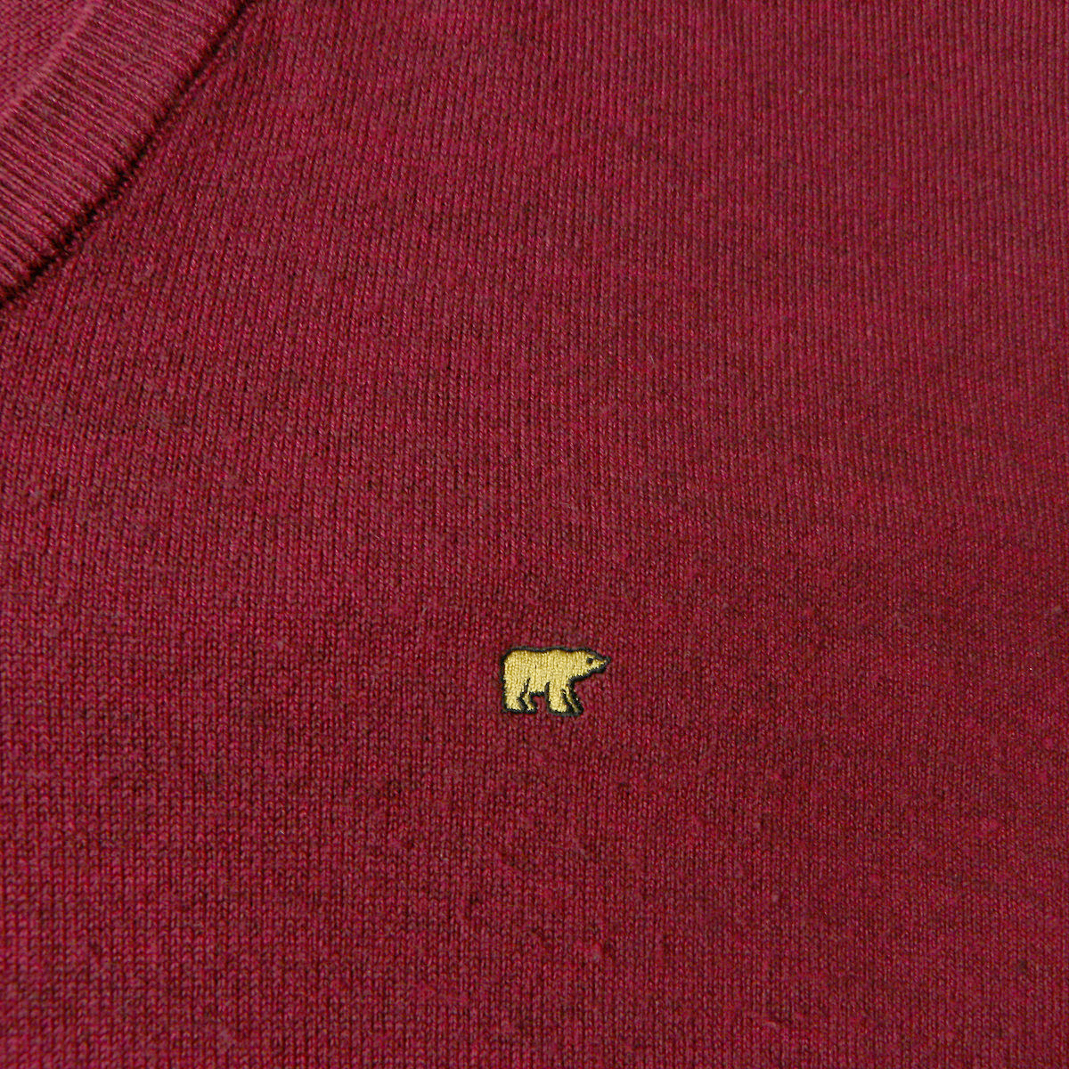 ゴールデンベアー Golden Bear ウールブレンド ロゴ刺繍入Vネックニット セーター 長袖 ストレッチ ゴルフにも L レッド m1212-4の画像5