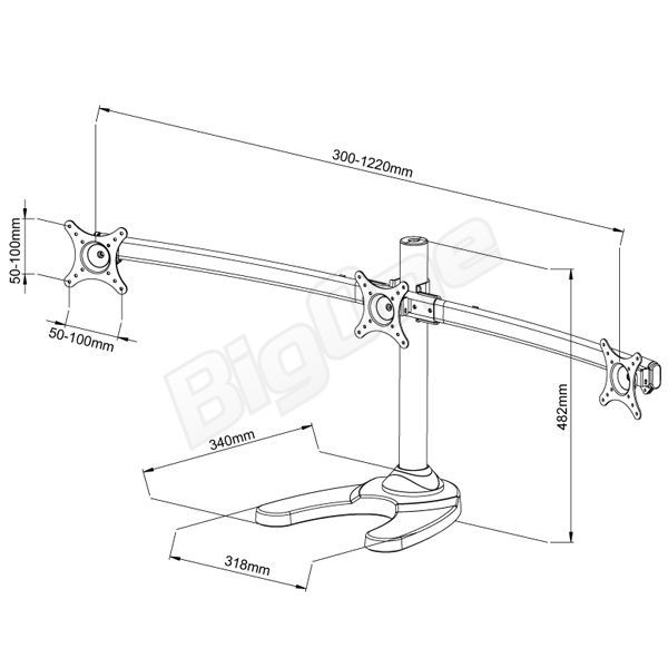 BigOne monitor arm Triple stand desk top personal computer PC monitor display display 3 screen multi for ~24 -inch VESA