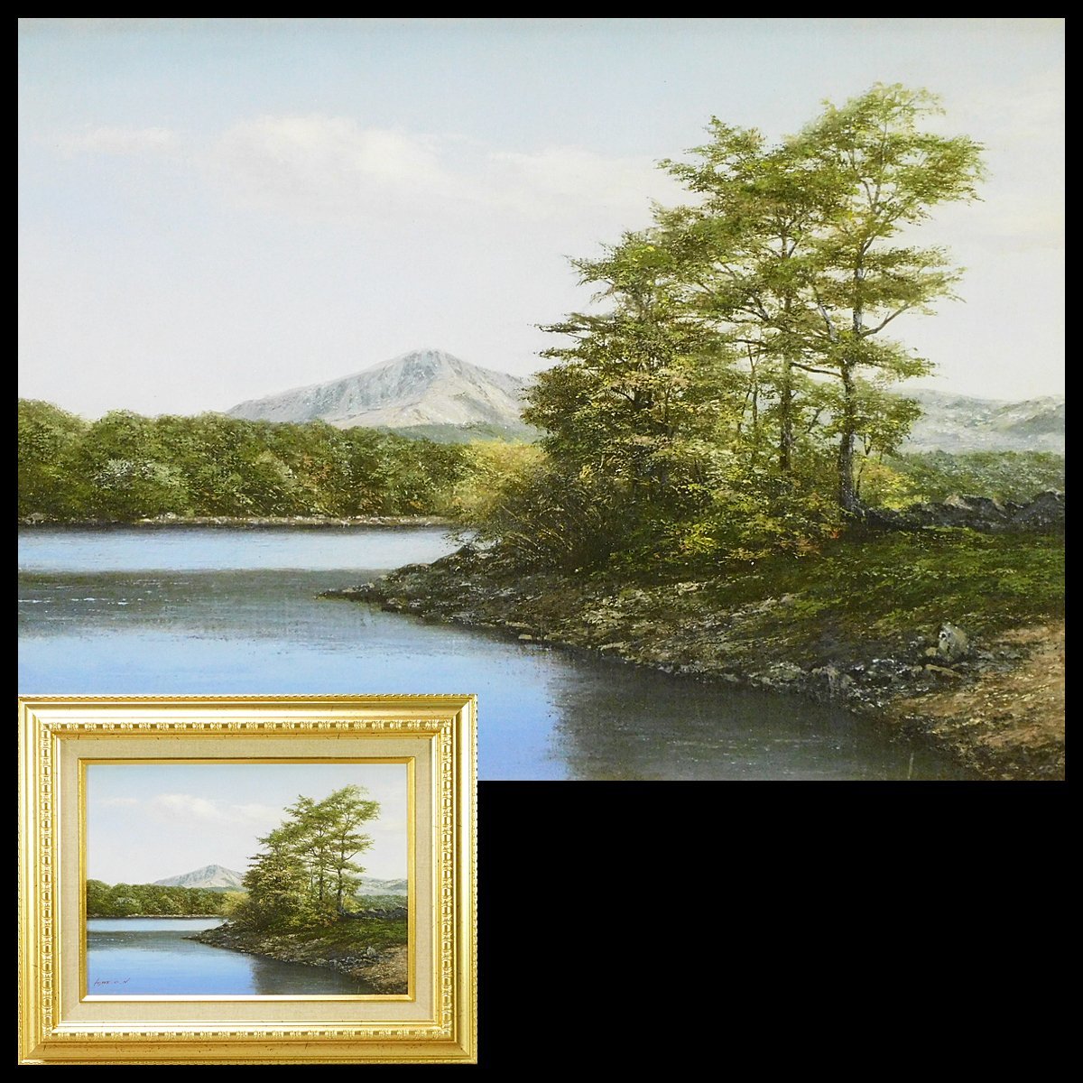  Nakamura britain Hara lake . spring light F4 oil painting frame exclusive use box rear rhythm Japan fine art house ream . member . monogatari author . picture house s23120103