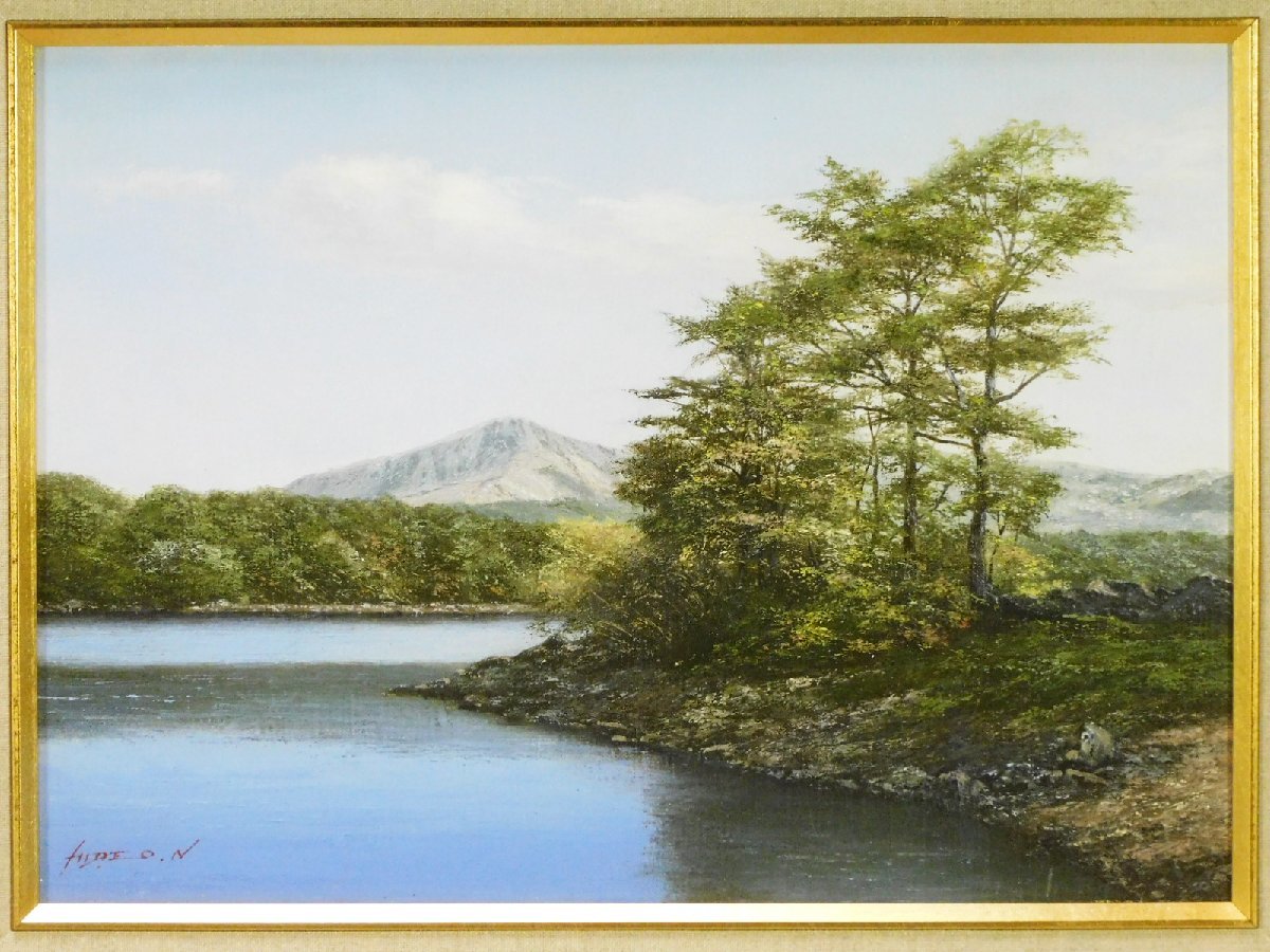  Nakamura britain Hara lake . spring light F4 oil painting frame exclusive use box rear rhythm Japan fine art house ream . member . monogatari author . picture house s23120103