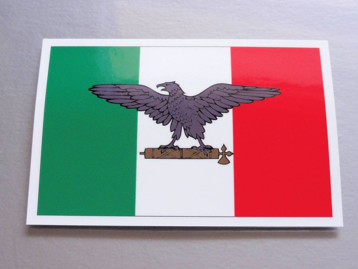 ■L_イタリア社会共和国国旗ステッカー Lサイズ 10x15cm 1枚■高耐久 耐水 防水 国旗 シール 車やスーツケースに☆Italy 雑貨 即買_EU_画像3