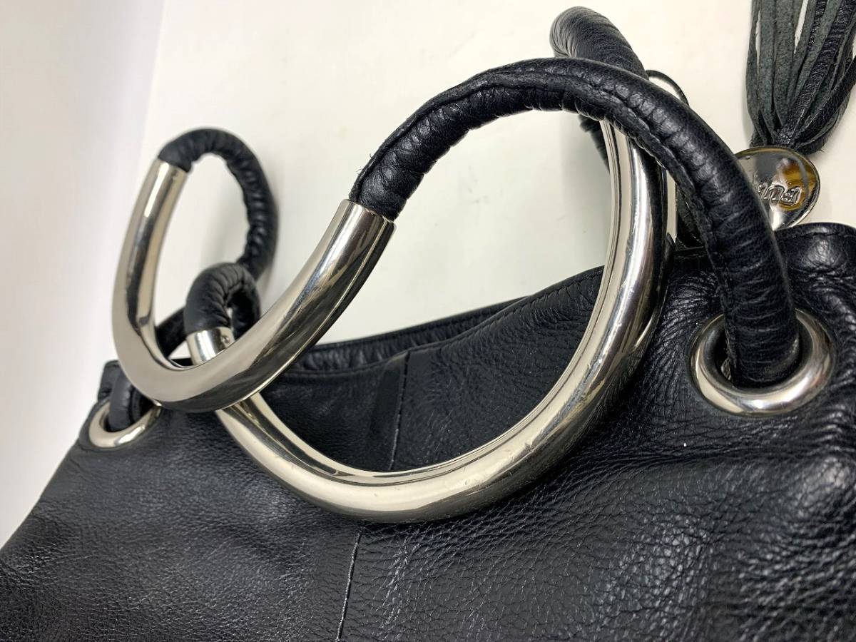 フルラ FURLA トートバッグ - レザー チャーム 黒 巾着型 バッグ　12時間以内に発送_画像9