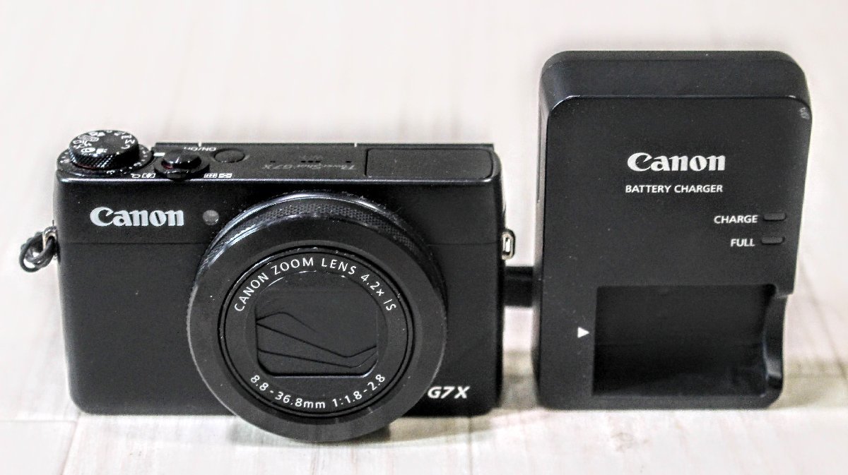 【動作品】Canon PowerShot G7X Mark 8.8-36.8mm 1:1.8-2.8 コンパクトデジタルカメラ ブラック キャノン デジカメ 充電器付属 7KT177-60_画像1