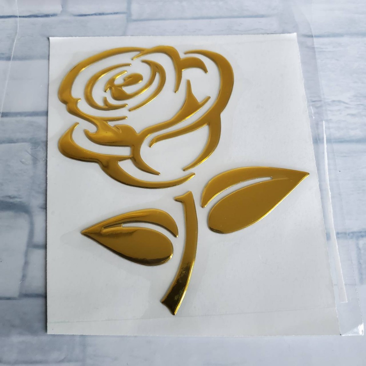 3D メタリック ローズ ステッカー ゴールド シール 金 薔薇 バラ 立体　給油口 リアクオーターガラス _画像1