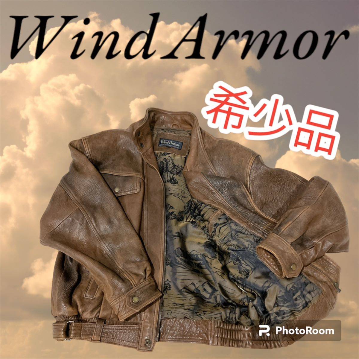 Wind Armor 80s ラムレザー 羊革 フライトジャケット 裏地総柄 ムートン レザージャケット