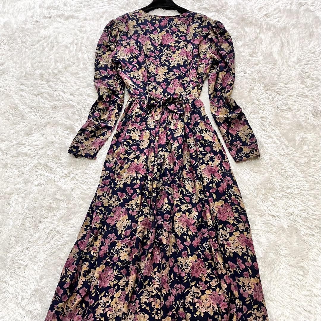 LAURA ASHLEY✨ワンピース ローズ 花柄 美シルエット 華やか M 美品 LAURA ASHLEY ローラアシュレイ ロングワンピース 9号 M 花
