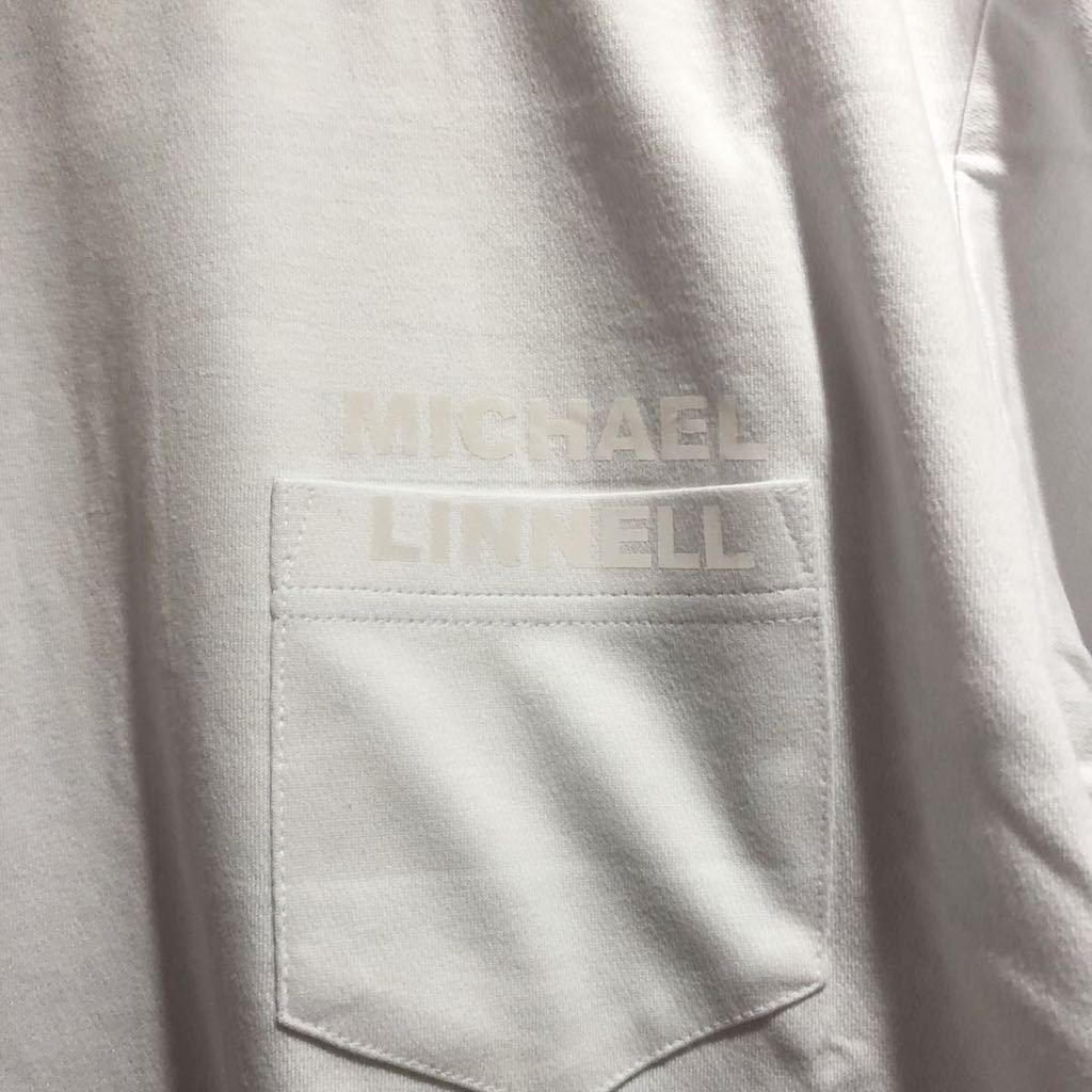 残りわずか XL【新品】MICHAEL LINNELL マイケルリンネル メンズ ポケットTシャツ 半袖 カジュアル トップス ホワイト ロゴT 吸水速乾_画像3