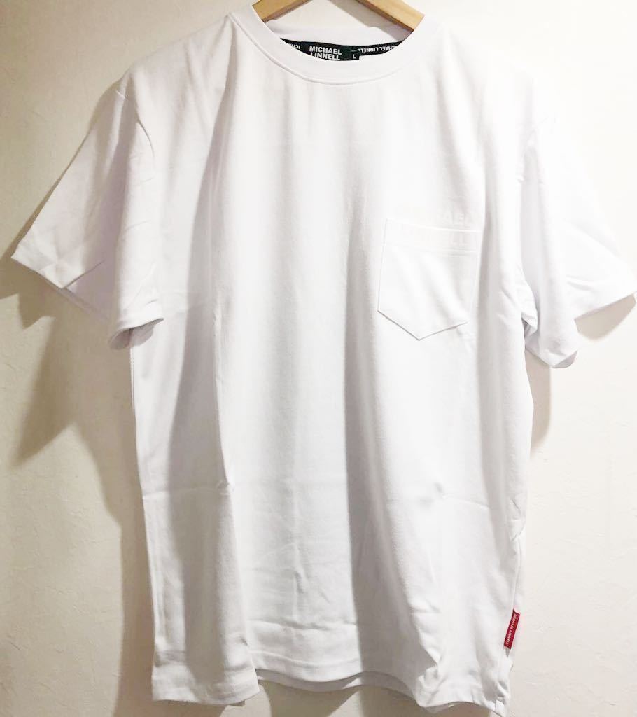 残りわずか XL【新品】MICHAEL LINNELL マイケルリンネル メンズ ポケットTシャツ 半袖 カジュアル トップス ホワイト ロゴT 吸水速乾_画像1