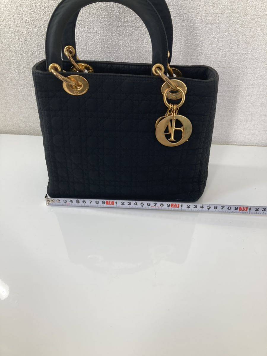 Christian Dior クリスチャンディオール レディディオール カナージュ ハンド バッグ ブラック ゴールド金具 _画像2