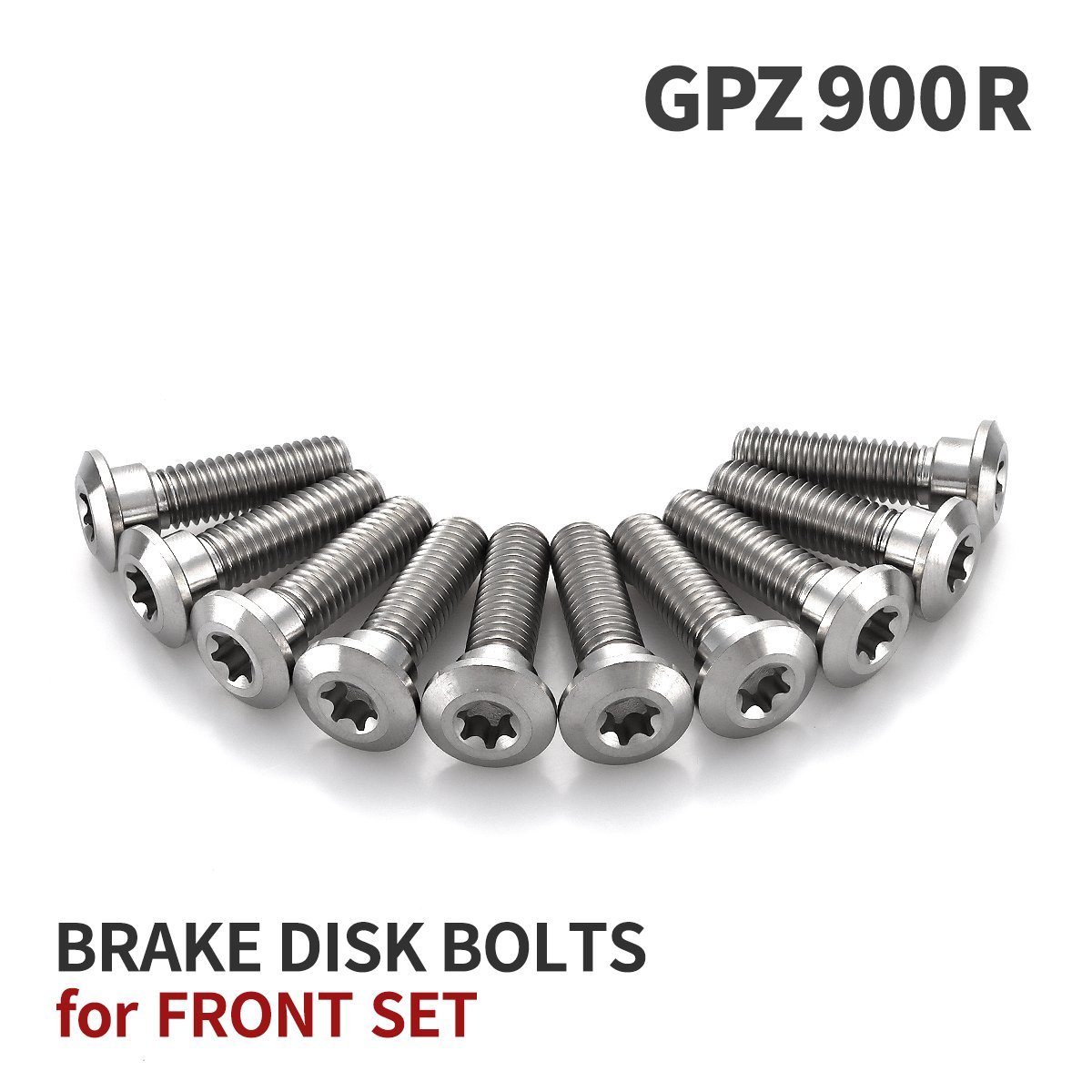 GPZ900R 64チタン ブレーキディスクローター ボルト フロント用 10本セット M8 P1.25 カワサキ車用 シルバーカラー JA22001_画像1