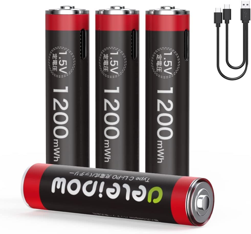 USB単4電池*4本 Deleipow 単4形 リチウム電池 単4形充電池 4本セット USB充電式 リチウムポリマー 1200mWh 1.5V定出力 _画像1