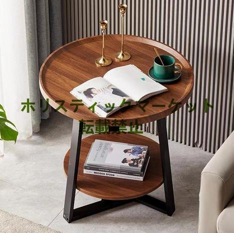 高級感満載 サイドテーブル 丸形 別荘 卓 ナイトテーブル リビング 北欧 木製 コーヒーテーブル 贅沢_画像4