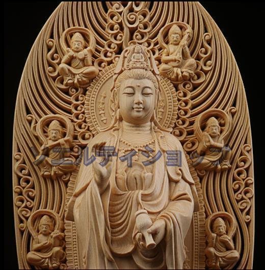 極上の木彫仏教美術 精密彫刻 仏像 手彫り 阿弥陀如来三尊立像 高さ約43ｃｍ_画像3