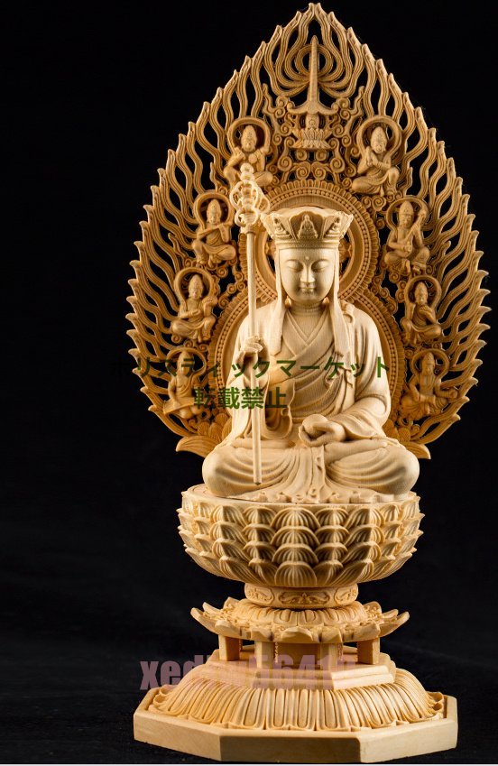 品質保証 木彫 仏教美術 虚空蔵菩薩像 仏師で仕上げ品_画像1