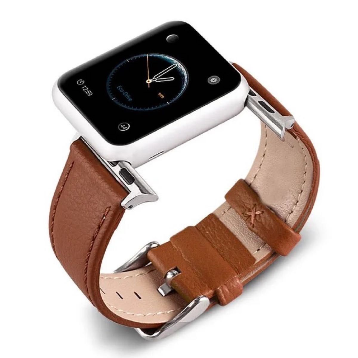 AppleWatchアップルウォッチバンド本革42/44/45mm交換用ベルト 革 腕時計ベルト 茶