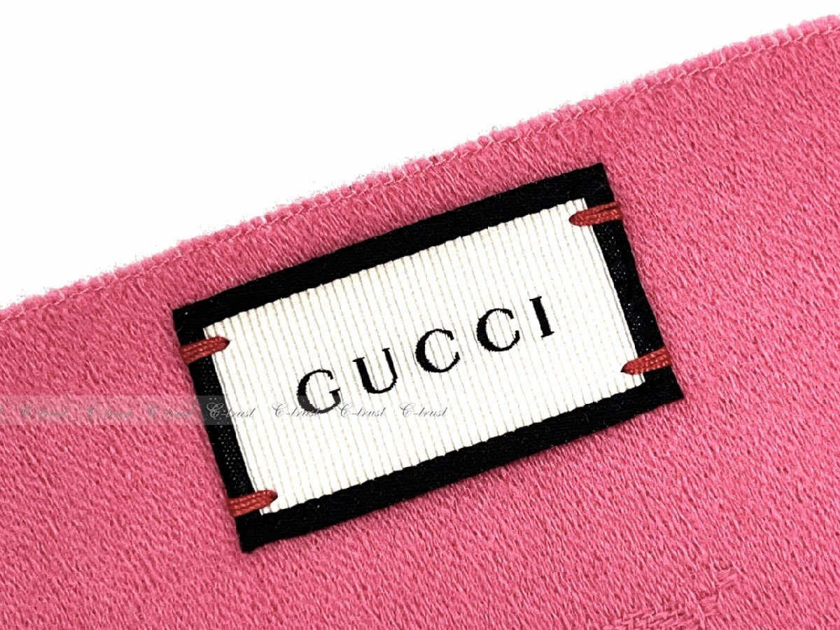 K500.. GUCCI グッチ マフラー ストール GG ロゴ カシミヤ 100% イタリア製 新品 レディース ★ 5600 ピンク_画像6