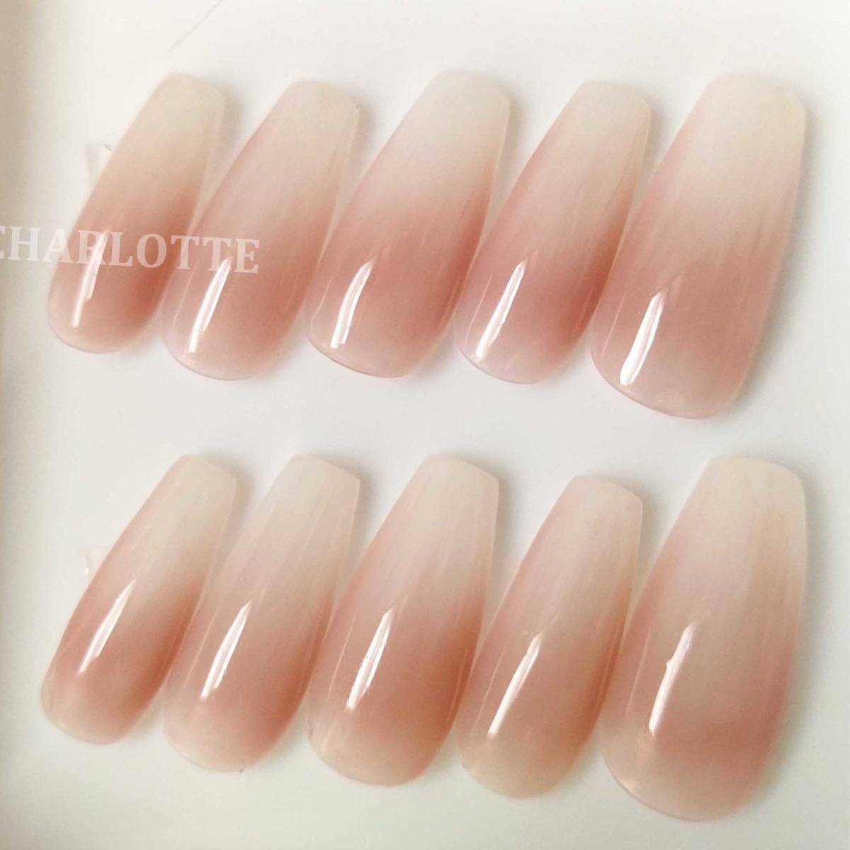 No.33 M gel artificial nails natural gradation pink beige 